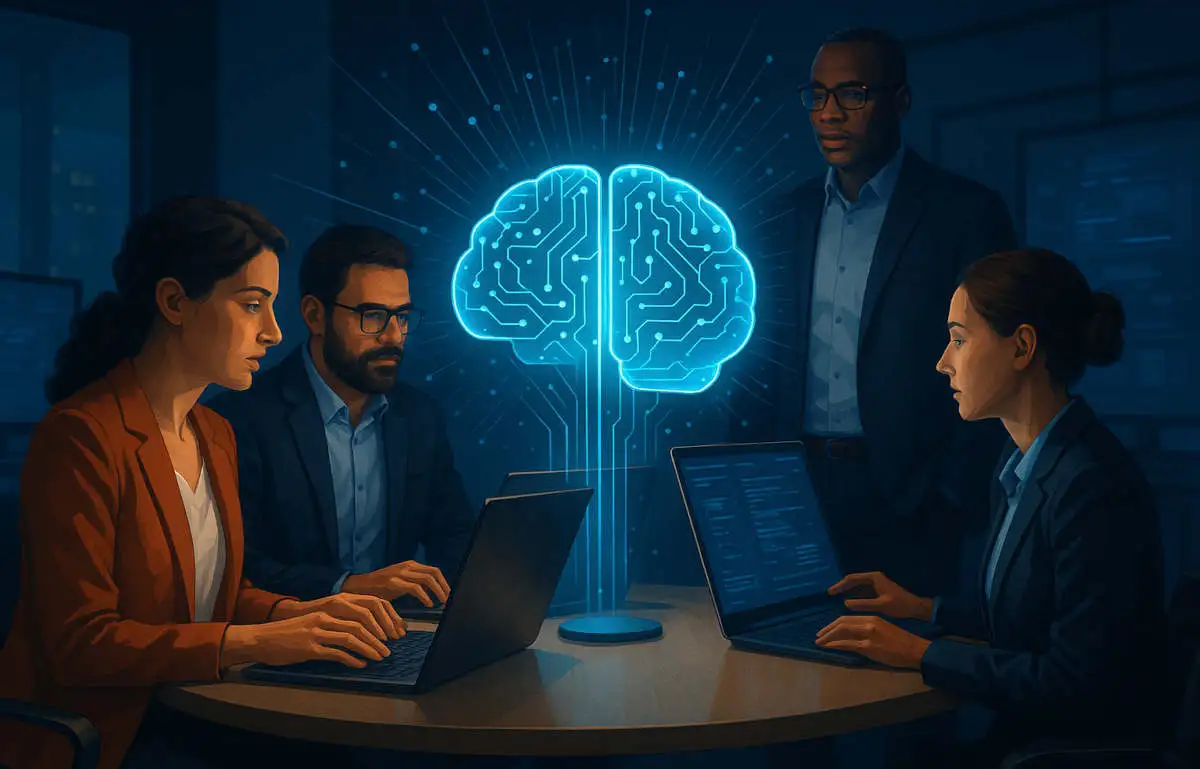 Imagem de 4 pessoas usando IA